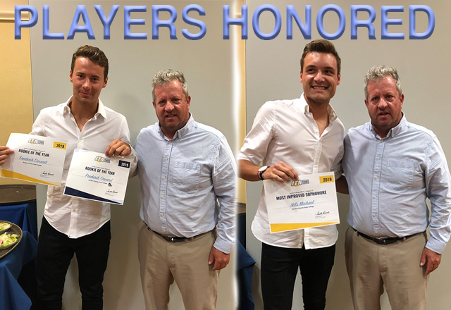 Men's tennis players Oervad, Michel and assistant coach recognized during national tournament banquet