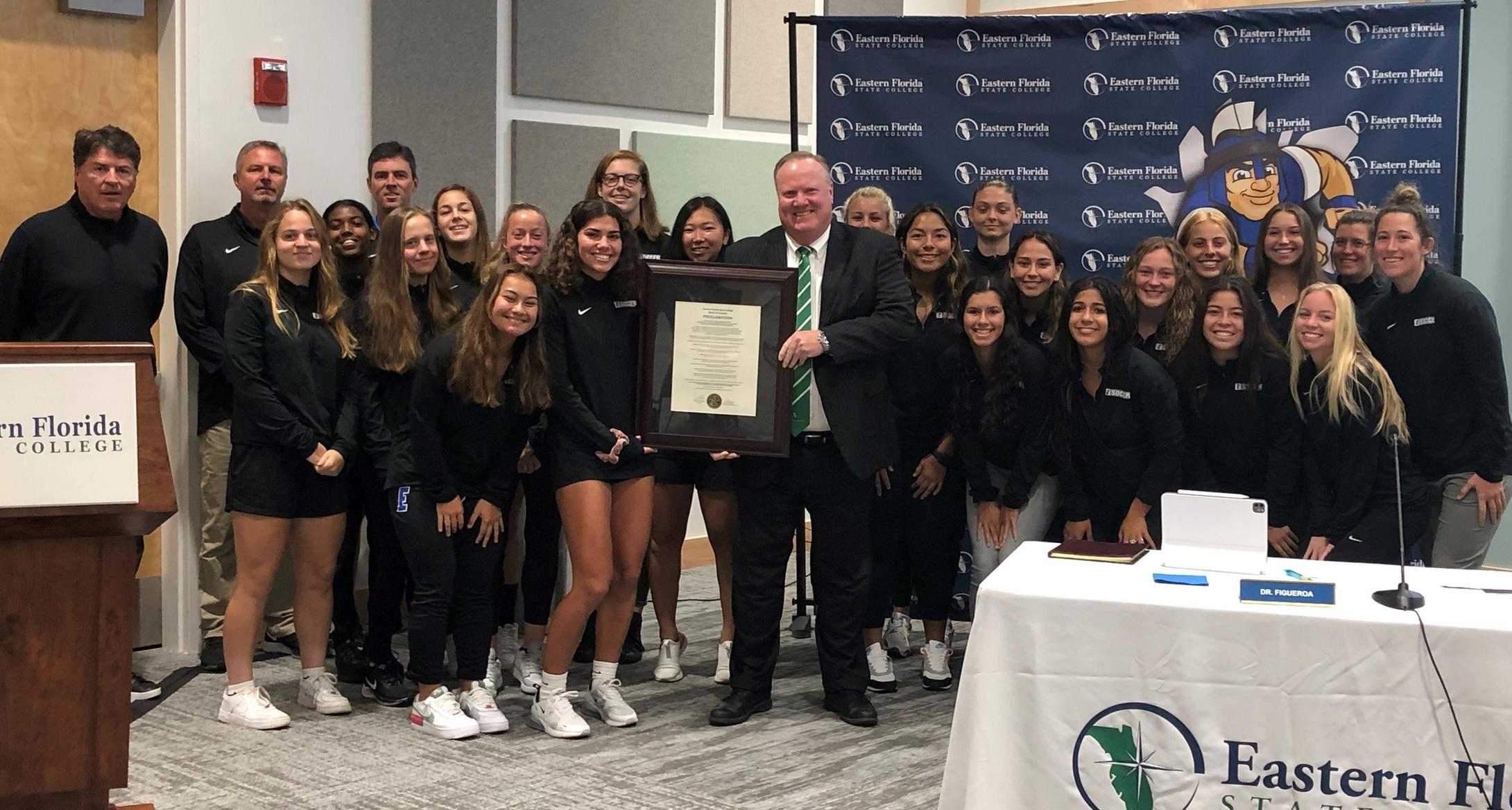 National Championship women's soccer team recognized by EFSC Board of Trustees