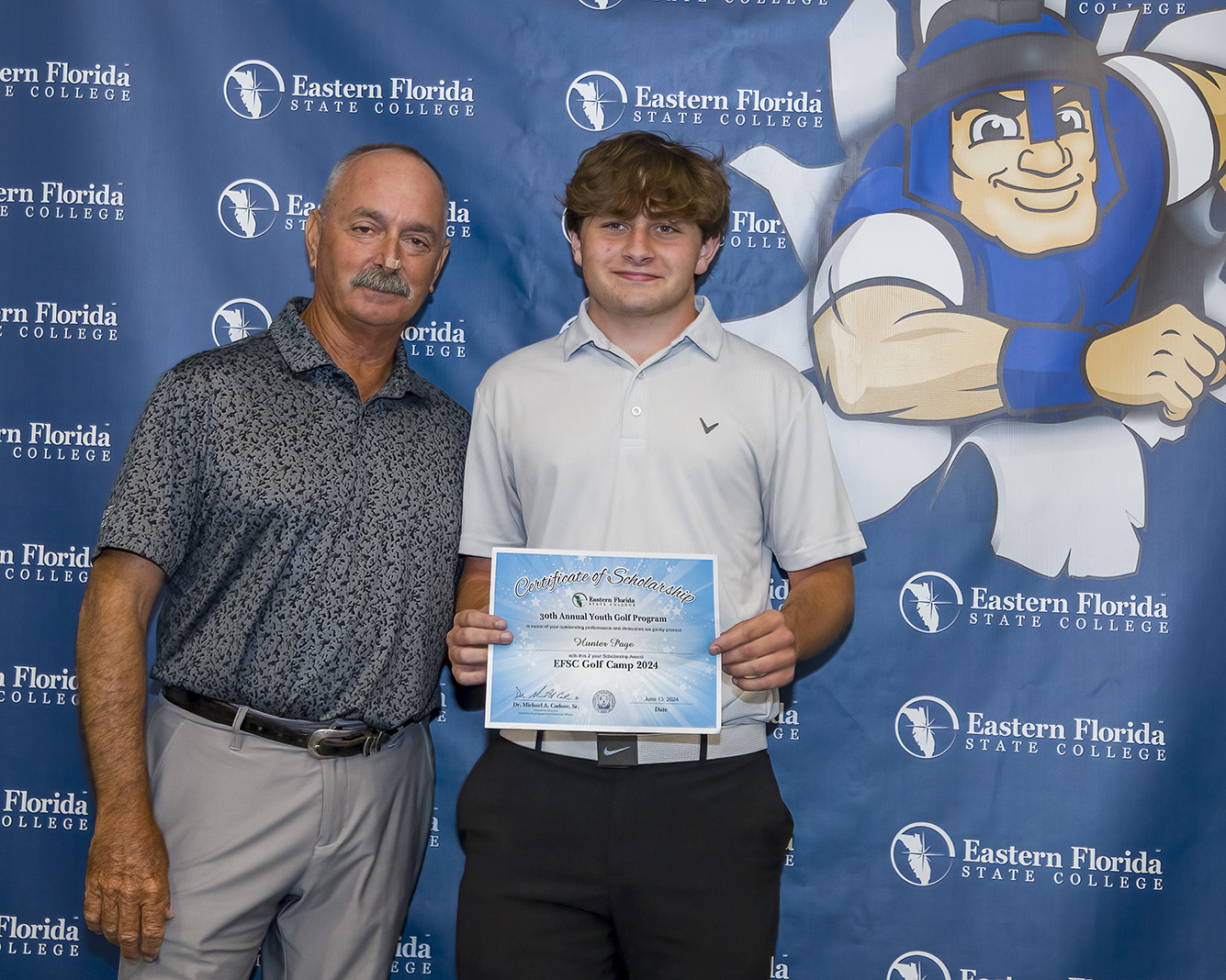 Hunter Page receives scholarship at EFSC Youth Golf Camp celebration