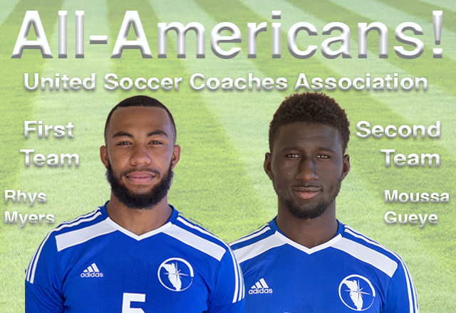 Men's soccer players Myers and Gueye named All-Americans by United Soccer Association