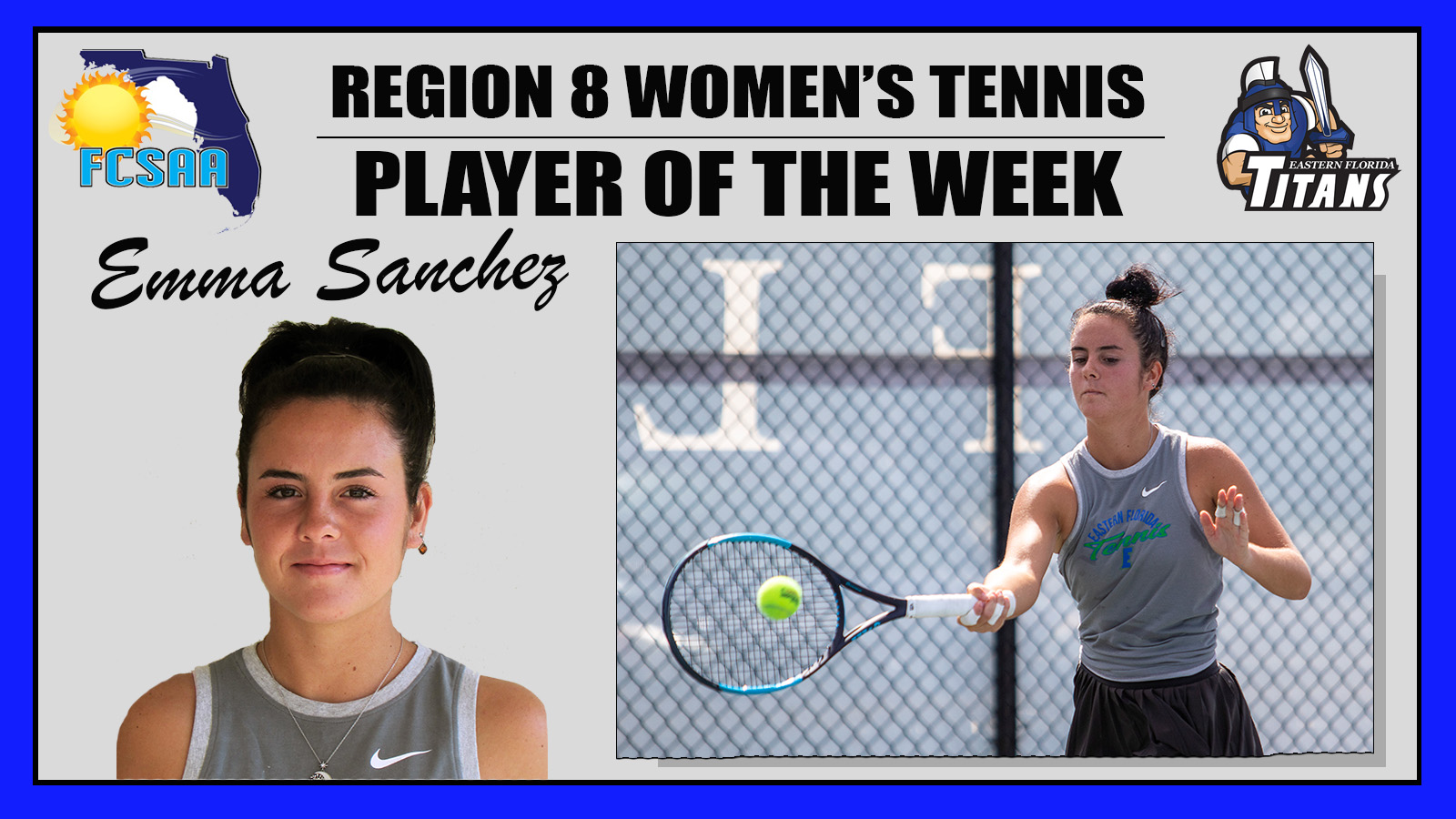 Emma Sanchez named Region 8 Women's Tennis Player of Week